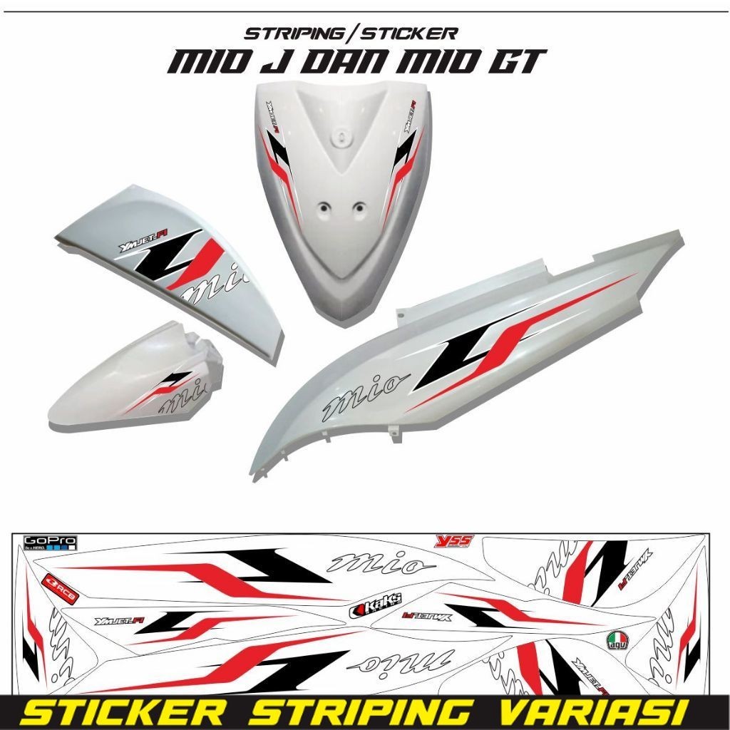 VARIASI STIKER ALL MOTOR MIO J / VARIASI STRIPING MIO GT VARIASI STIKER MIO J PUTIH