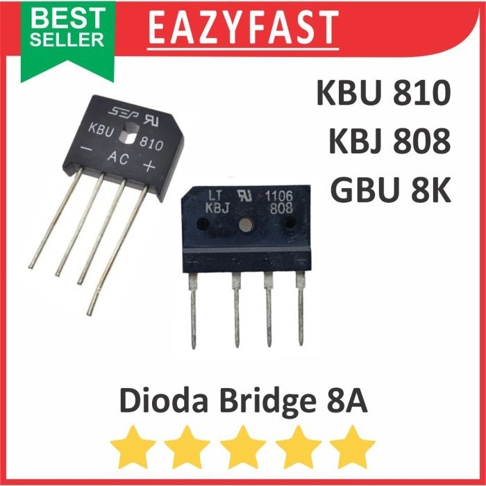 Dioda Kiprok Bridge 8A 8 A Ampere Diode Rectifier KBU810 KBJ808 GBU8K Jembatan Penyearah AC DC Sisir