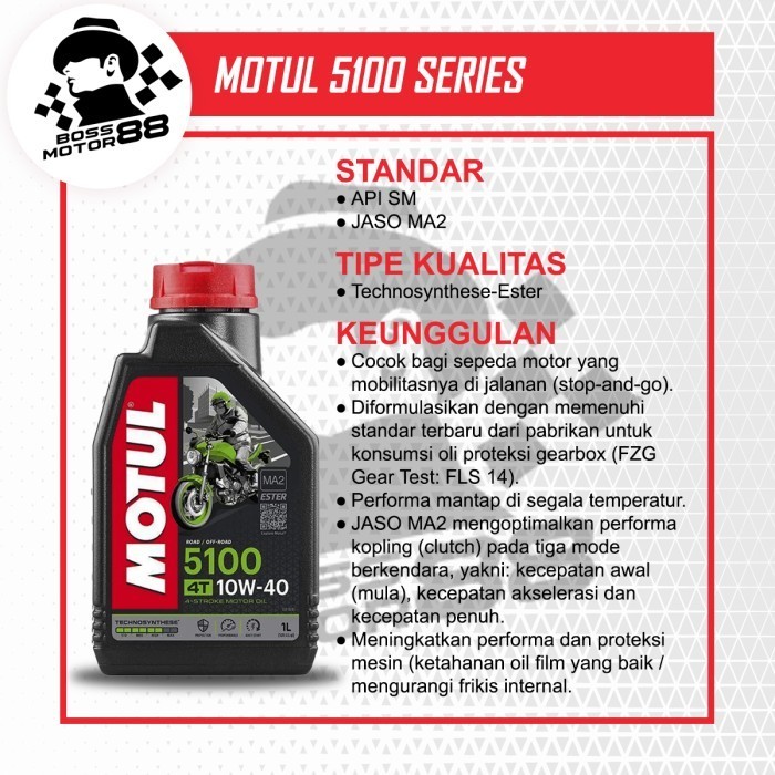 ✨BISA COD✨ - MOTUL 4 TAK 5100 10W40 1L OLI MESIN MOTOR KUALITAS PREMIUM