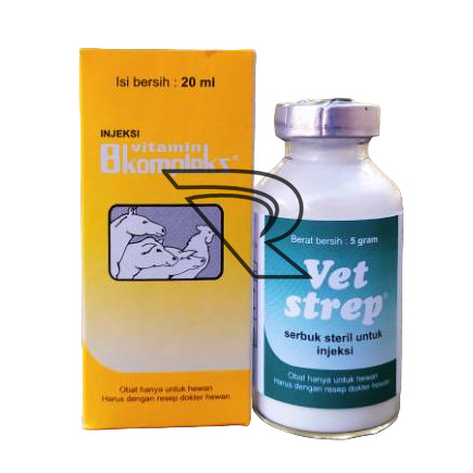 1 Paket Obat Sakit B. kompleks+ Vet Strep Untuk Ayam Bebek Angsa Burung Itik Sakit Ngorok CDR Sakit 