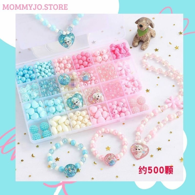 MANIK MANIK DIY JAWELRY KIT - MAINAN EDUKATIF ANAK  MERANGKAI MANIK MANIK 3D GELANG DAN KALUNG BONUS