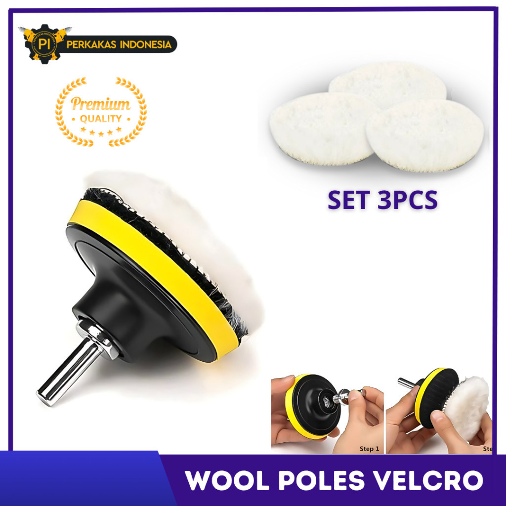 Wool Poles Velcro Mobil Motor 5 Inch SET 5pcs Kain Wol Polish Wax Foam Pad Velcro Woll Spon Busa Mes
