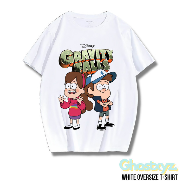 Ghostxyz T-Shirt Gravity Falls White Oversize Vintage Tee Baju Kaos - M