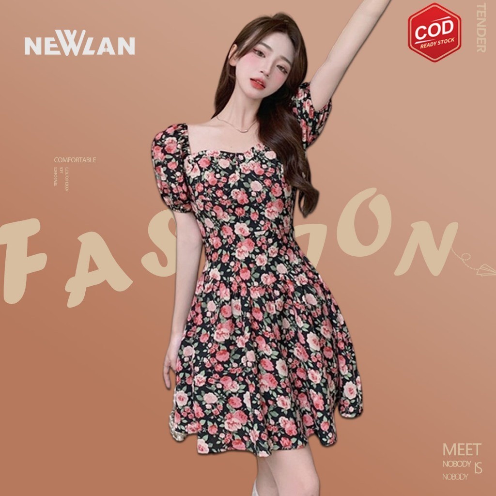 Yoohui QZ107 Multicolour A Line Mini Dress - Dress Casual /Kasual Dress Daisy Dress Bunga / Korean D
