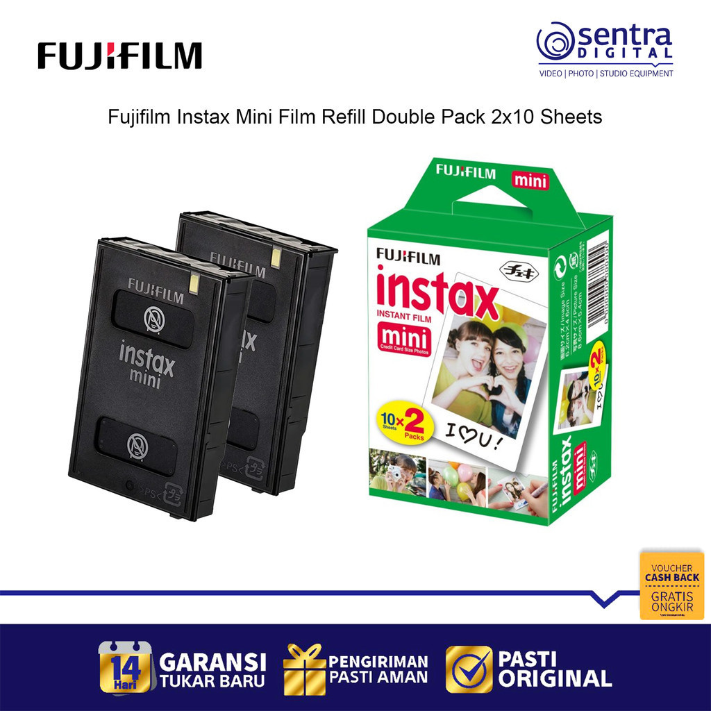 MINDU Fujifilm Instax Mini Film 2x10 Sheets Double Pack White - Kertas Refill Instax 20 Pcs