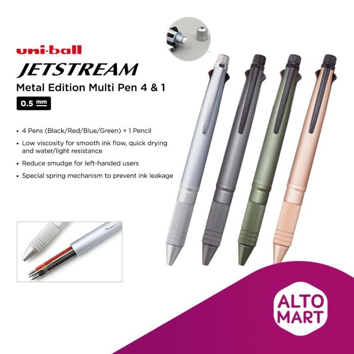 

[Terbaru]ATK Uni Ball JETSTREAM METAL Edition Multi Pen 4 & 1 0.5 mm Uniball - DARK GREY