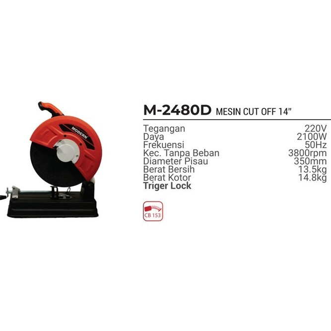 PGS - MODERN M-2480 D Cut Off 14 Inch Potong Besi Cutting Wheel M2480D Mesin M-2480D M2480 D