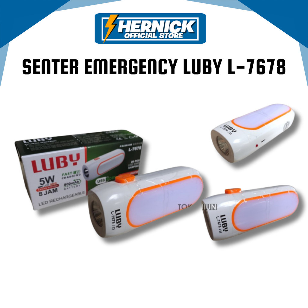Senter Rechargeable Lampu Emergency 2 In 1 LUBY L7678 1 LED + 10 SMD Tahan 4 Jam Hemat Energi / HERN