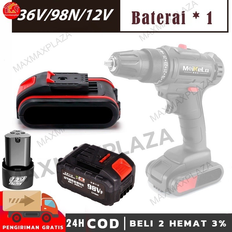 Baterai Mesin Bor Cas 12 Volt Cordless Drill/Baterai bor tanpa kabel 98/36 volt dan Electric drill b
