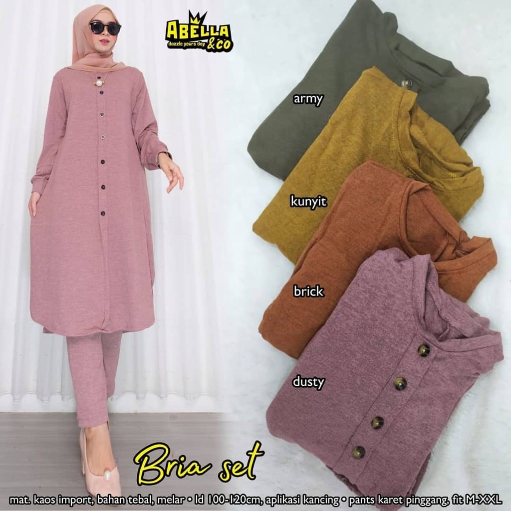 MUMU - Bria Set Stelan Tunik Celana Kaos Rajut Jumbo Premium by fashion Solo