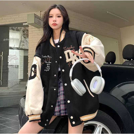 DK Jacket Varsity Baseball Wanita Korea | Varsity Jacket Baseball Korean Style | Jacket Baseball Wan