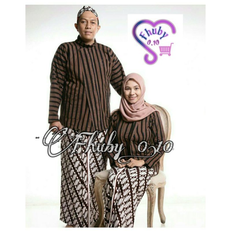 Atasan Lurik Surjan Dan Kebaya Lurik Couple || Surjan couple+Jarik Putih/Rok Batik || Baju Adat Coup