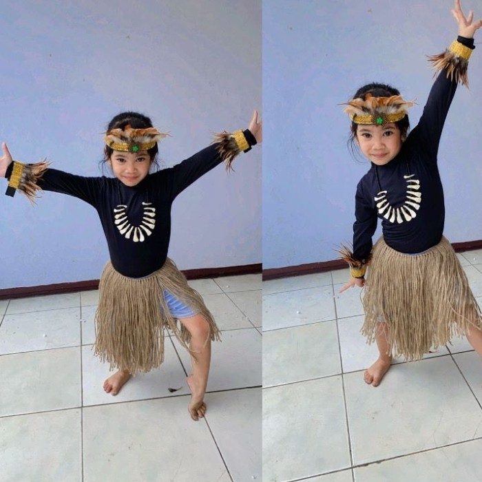 [KUALITAS TERBAIK] baju adat papua anak perempuan / baju rumbai papua perempuan - sd