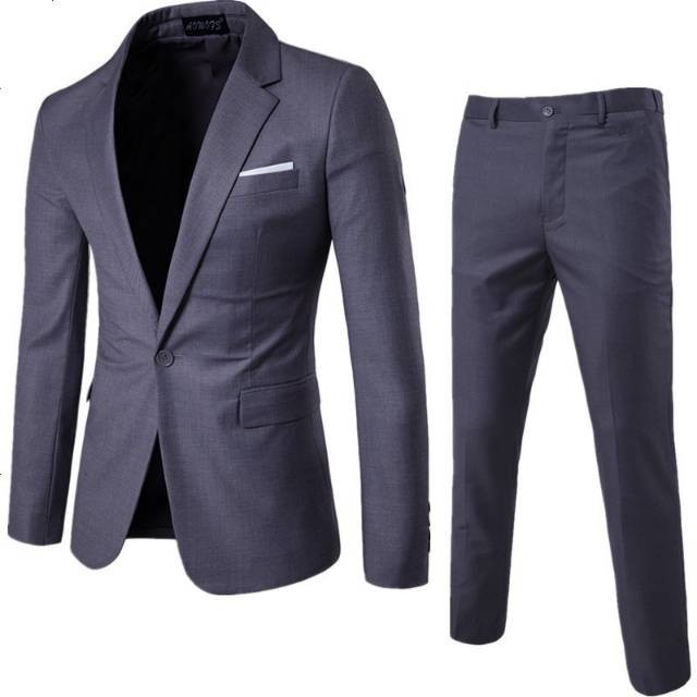 SETELAN JAS 3IN1 PRIA DEWASA/JAS WEEDING/JAS WISUDA - abu tua, M