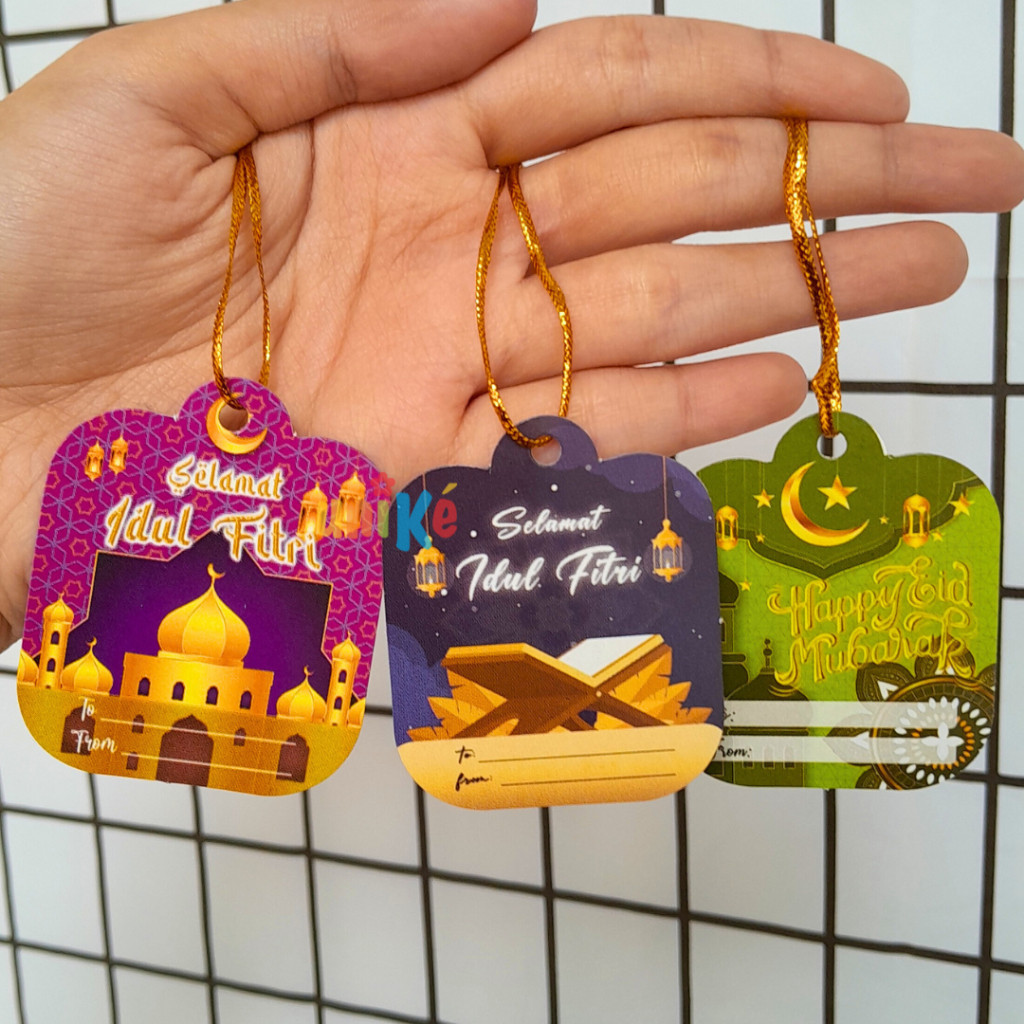20pcs -  Hang Tag Idul Fitri FREE Tali Emas / silver Gift Tag Lebaran Kartu Ucapan Hampers Parcel