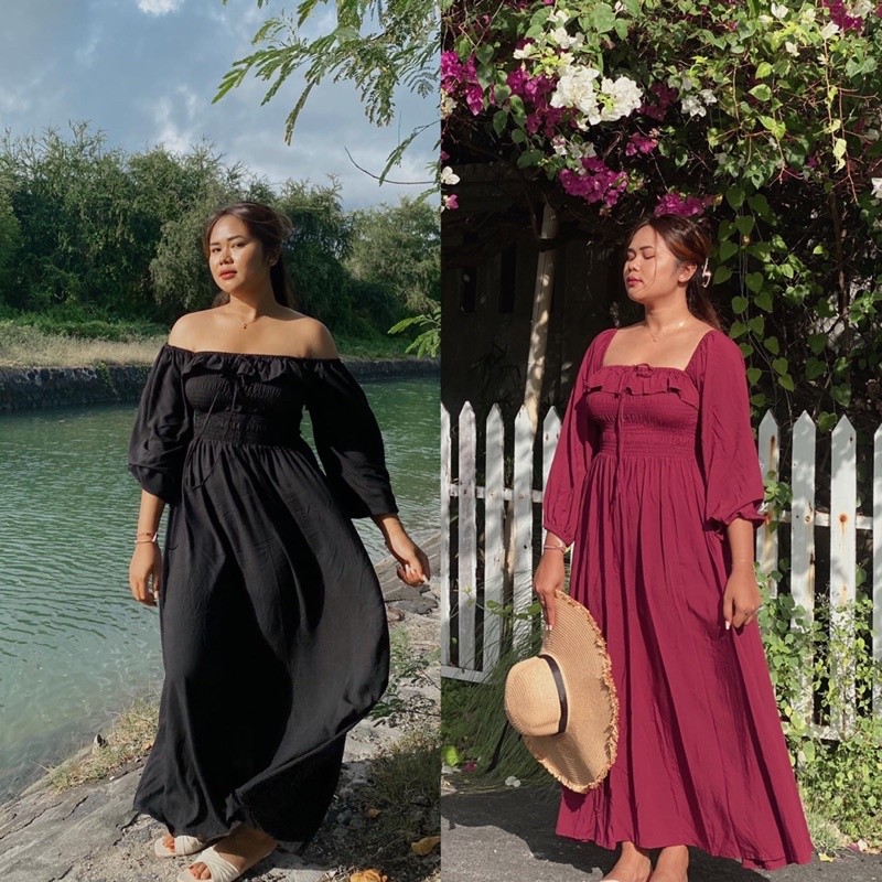 FLORAL | Long Dress korean style / dress jumbo / dress sabrina / dress pantai