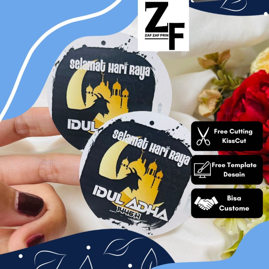 

ZAF Sticker Selamat Hari Raya Idul Adha Sticker Lebaran Haji Toples Cookies Free Desain Custom