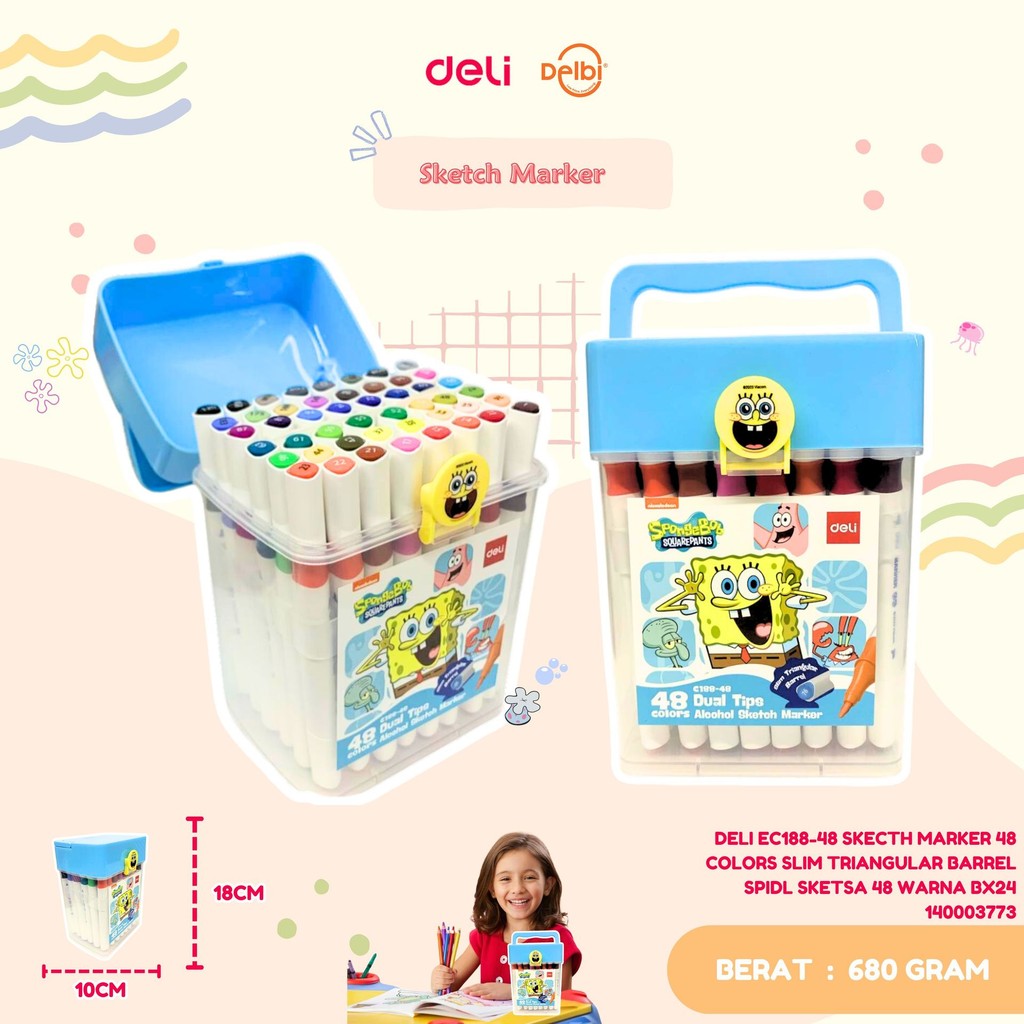 

DELI EC188-36 SKECTH MARKER 36 COLORS SPIDOL SKETSA ISI 36 WARNA & ELI EC188-48 SKECTH MARKER 48 COLORS
