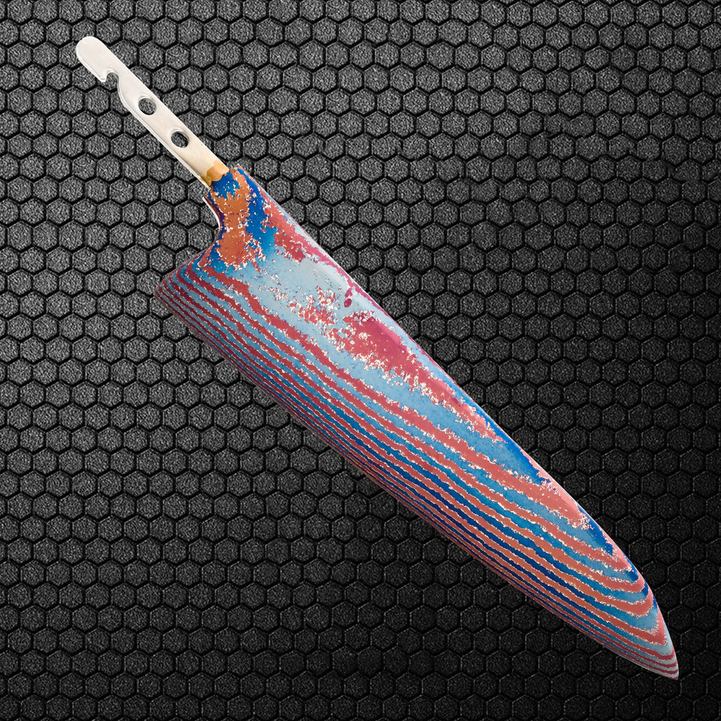 Timascus knife blade Titanium Damascus steel chef knife blade blank kitchen knife making kit no hand