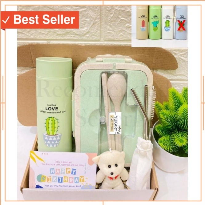 

Kado Unik Lebaran Idul Fitri Murah Style Keren / Hampers Lunch Box Set & Tumbler / Lunch Box Jerami / Hampers New Normal