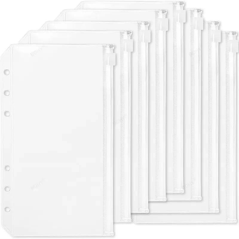 

A5 A6 A7 Binder Pockets 6 Pack 6 Holes A6 Binder Inserts Cash Envelopes Clear Cash Envelopes Zipper Pouches for Binders Pouch