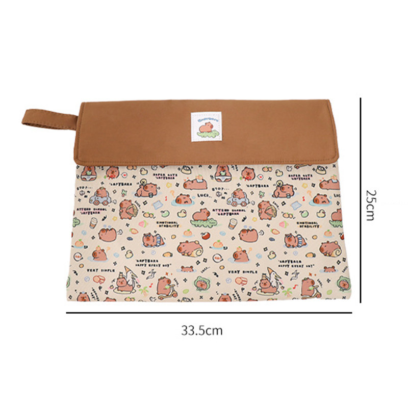 

1PC Large Capacity Cute Capybara Print File Folder Portable Cartoon Mini Capybara Storage Bag Creative Washable Document Bag