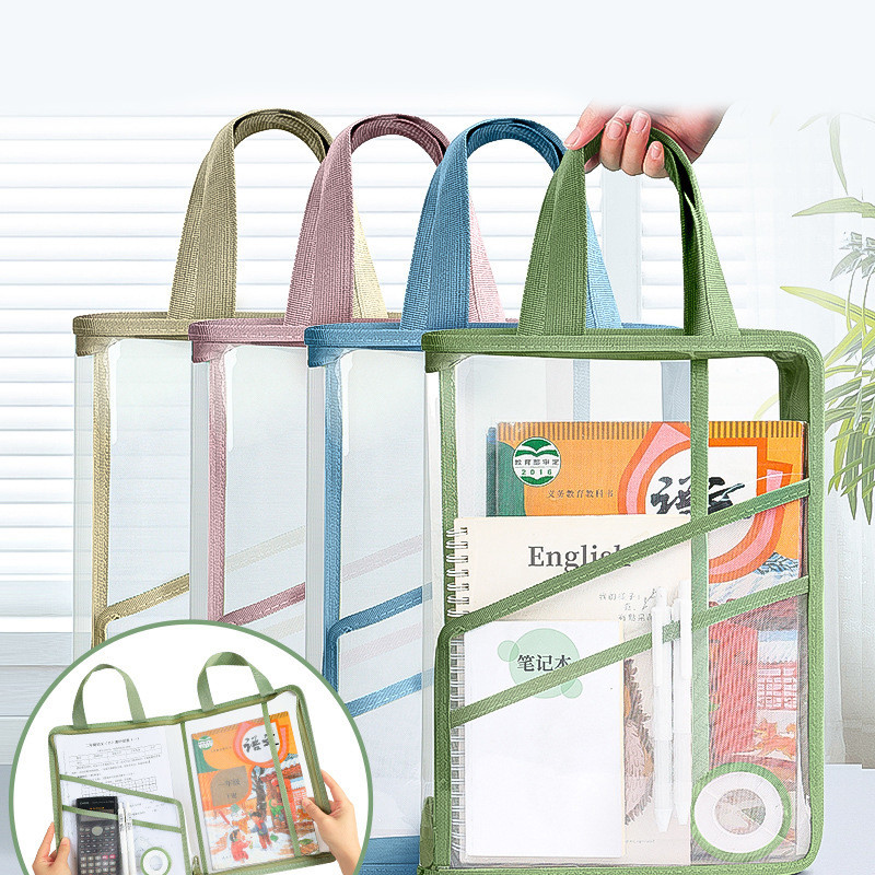 

Transparent Document Bag Stationery Storage Folder File Mesh Zipper Pouch Zip File Folders School Office Supplies Stationary