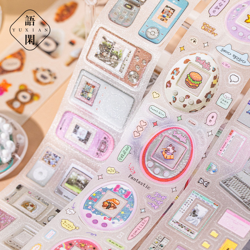 

Ins Style Cute Y2K Glitter Decoration Adhesive Tape Planner Handbook DIY Scrapbooking Journal Collage Material Stickers
