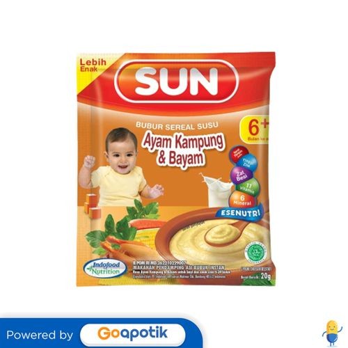 

Sun Bubur Sereal 6+ Rasa Ayam Kampung & Bayam 20 Gram Sachet