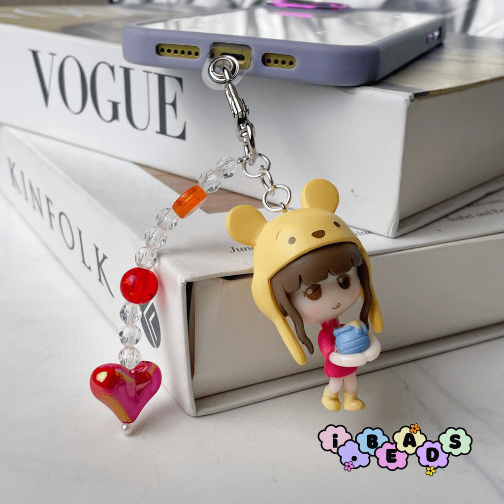 Beads Gantungan Handphone Cute Pooh. (PO) Gantungan HP bracelet gelang / Lanyard HP estetik / Phone 