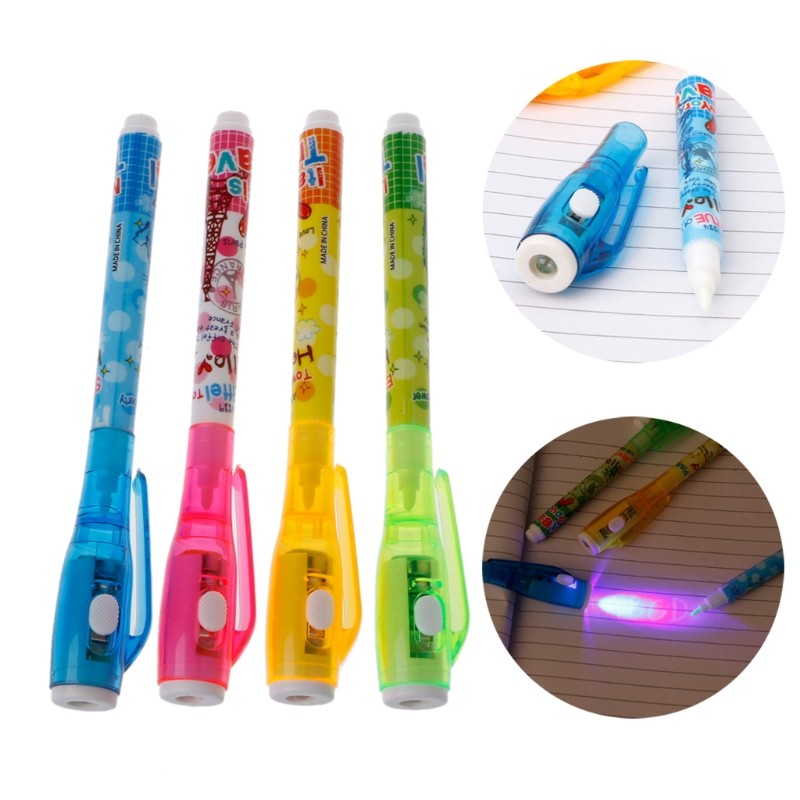 

4PC Invisible Ink Pen Marker Pen with Light Magic Marker Kid Pen for Secret Message