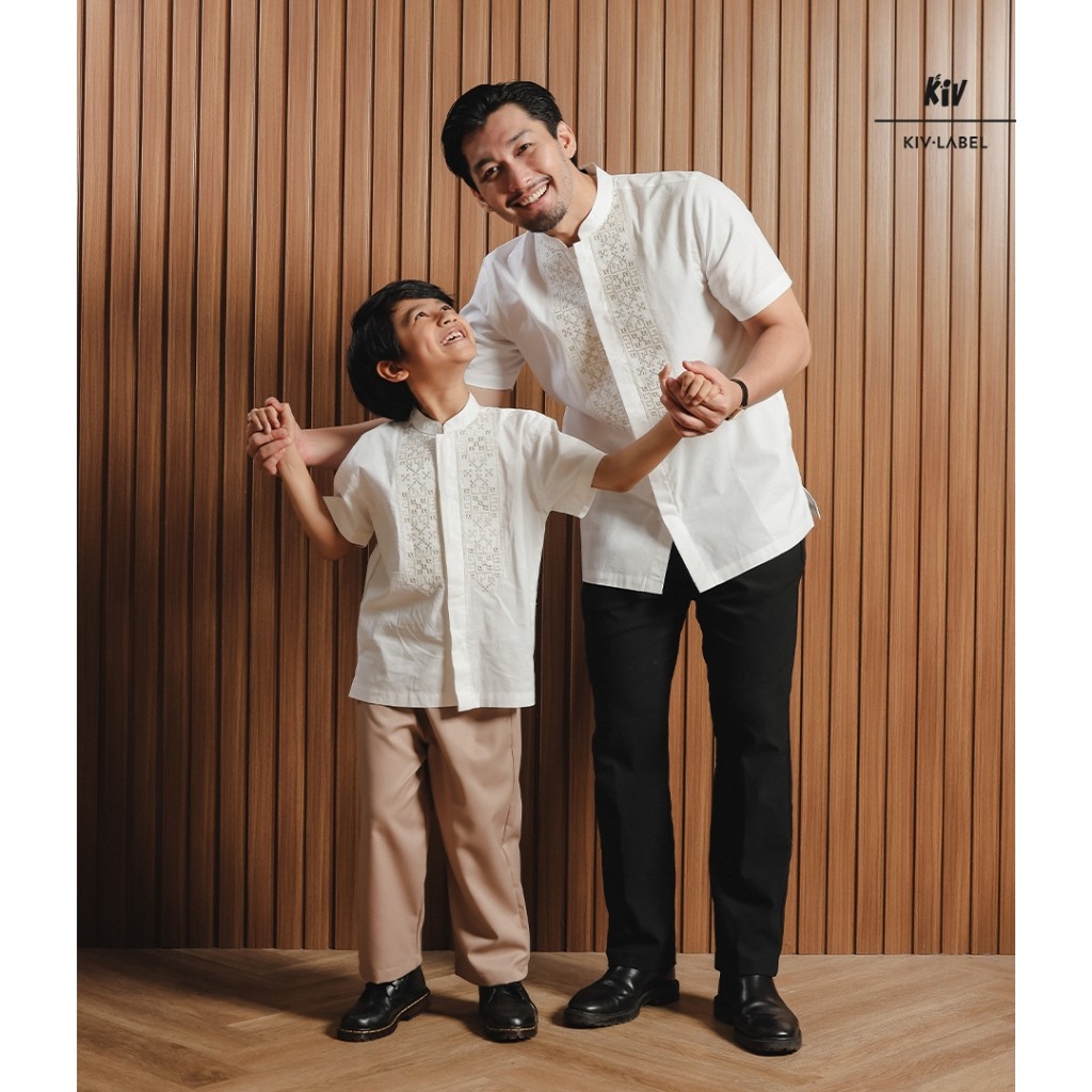 KIV Kemeja Koko Couple Ayah Anak Katun Bordir Dada  KSC 2124 KKL 2124 Family Set Raya Series Baju Le