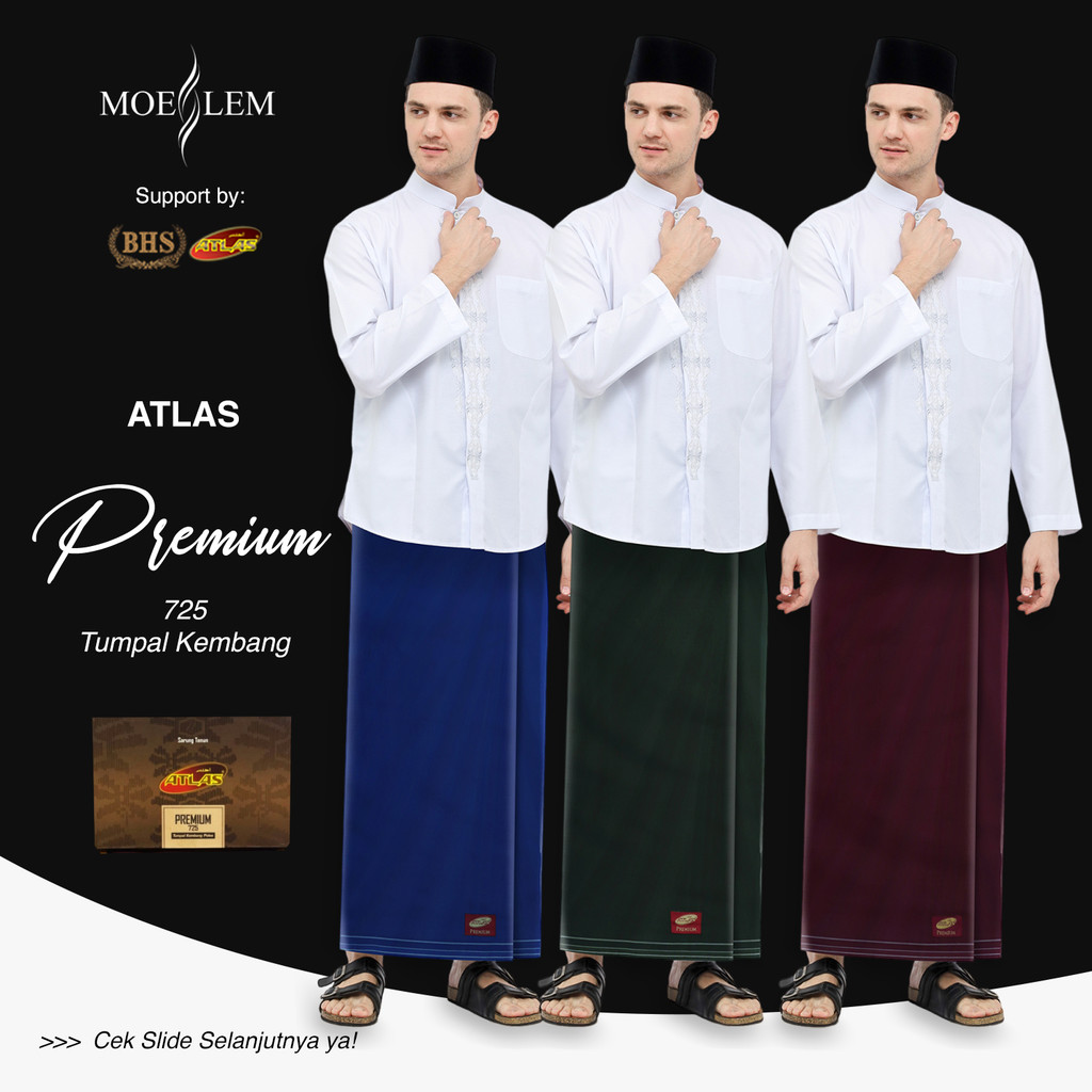 Sarung ATLAS Premium 725 Polos Tumpal Kembang