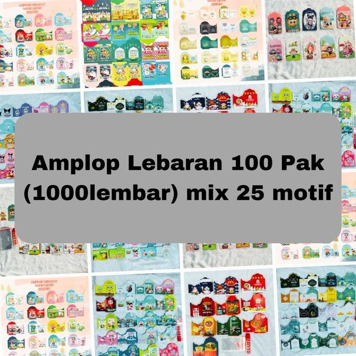 

MUMPUNG PROMO 100 Pak Amplop Lebaran Mix (1000 Lembar) Ukuran Medium dengan Motif Beragam ampau unik TERLARIS