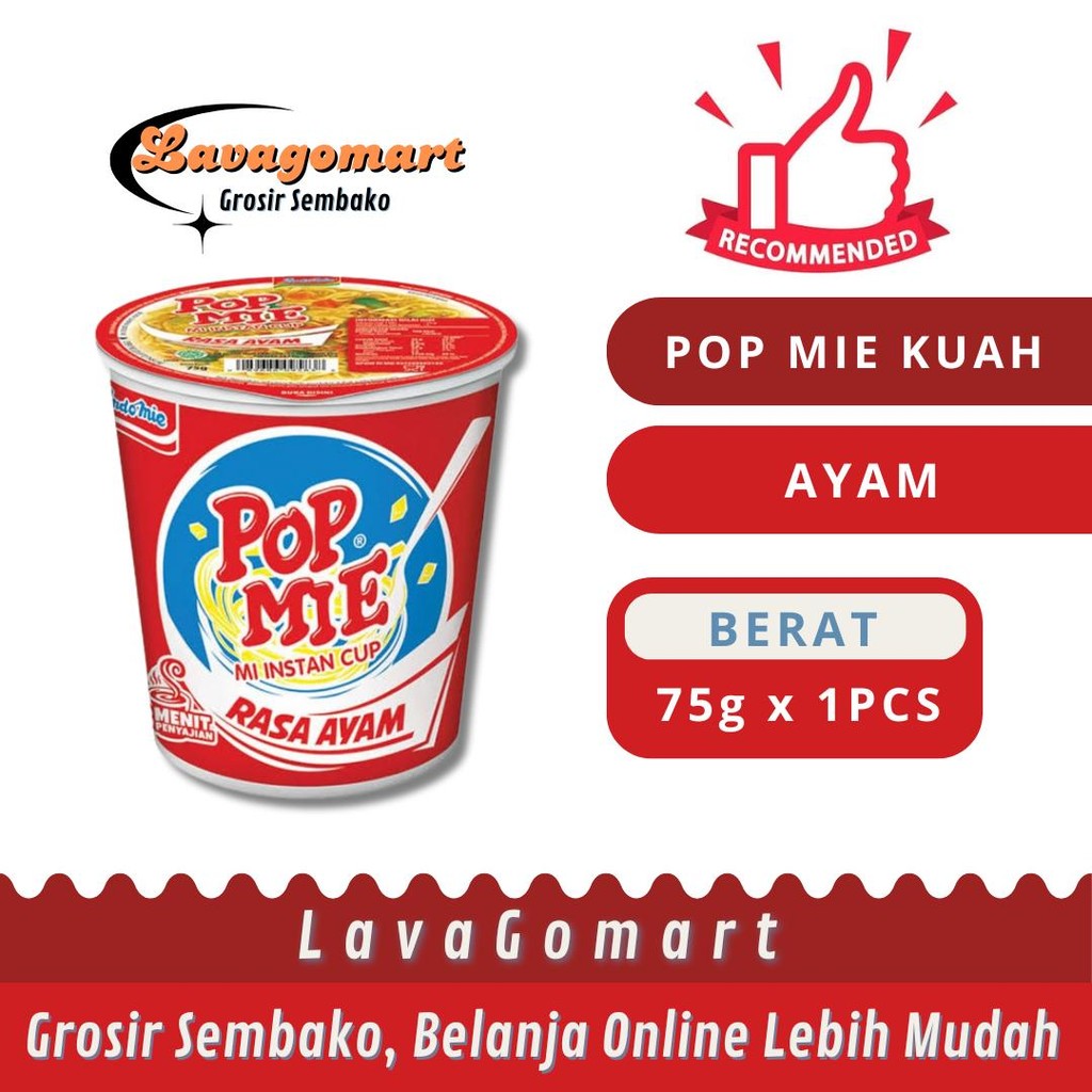 

POP MIE INSTAN CUP AYAM 75g - 1 PCS - LAVAGOMART - BANDUNG