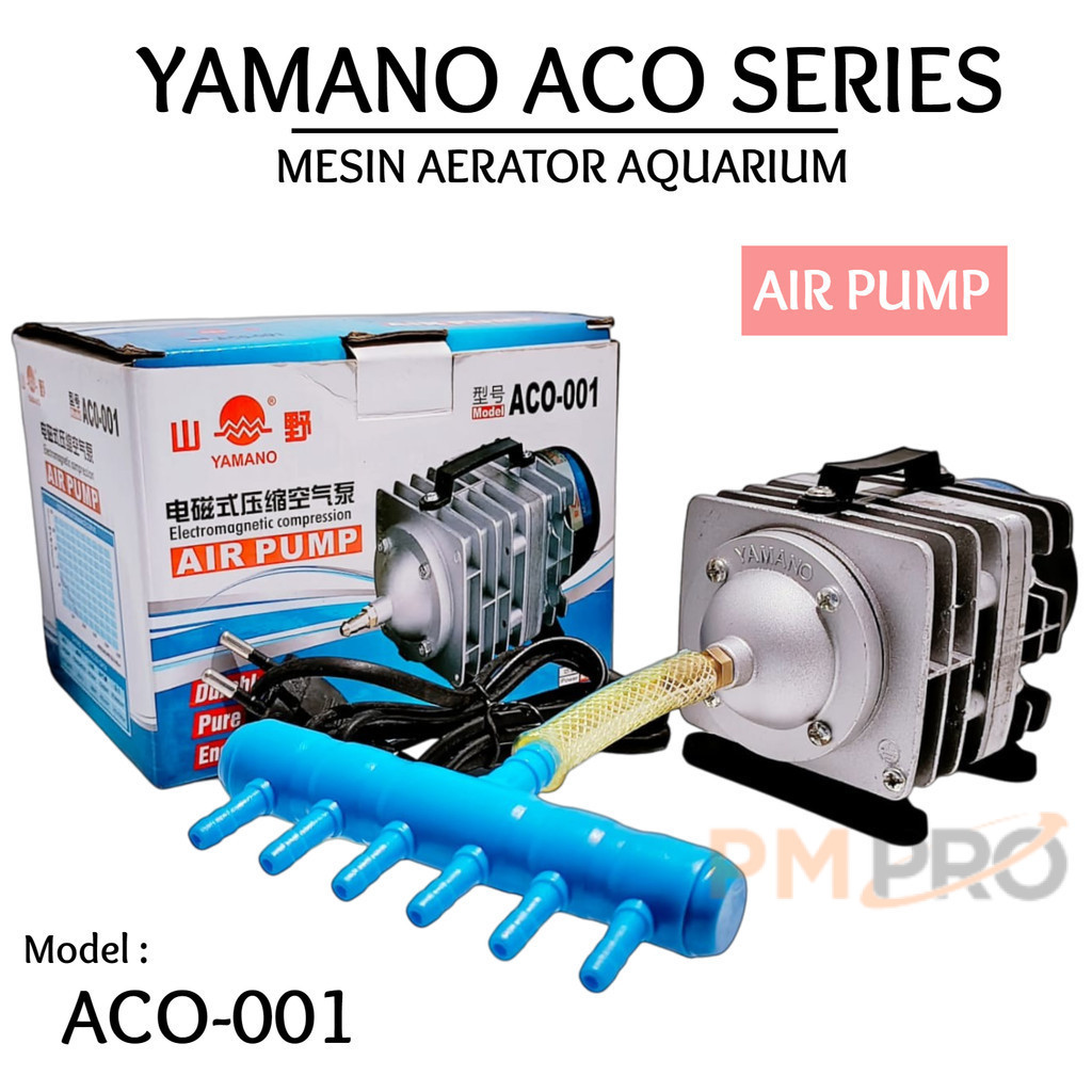 Yamano Aco 001 Aerator Udara Air Pump 25 Watt Lubang 6 Buat Kolam Aquarium Ikan Koi dan Lainya Super