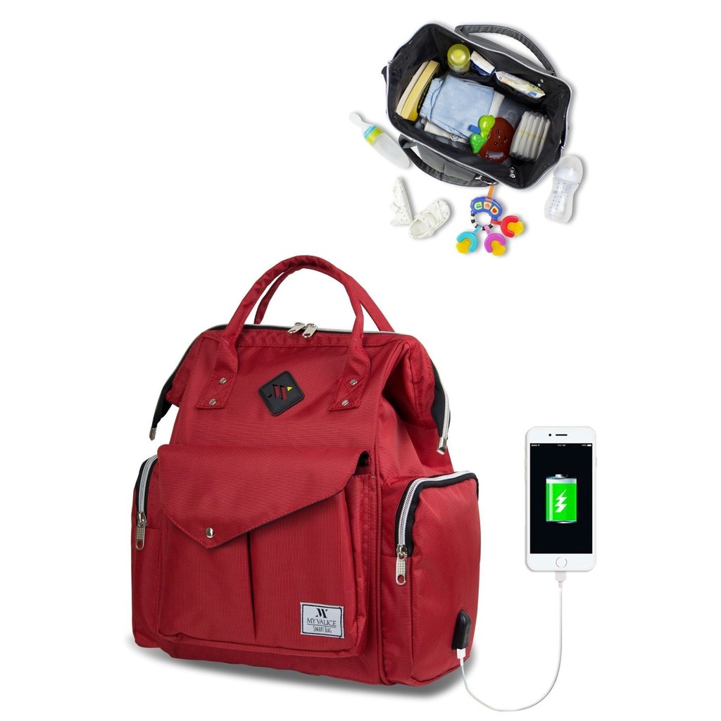 Mother Baby Care and Backpack With USB Baby Bag