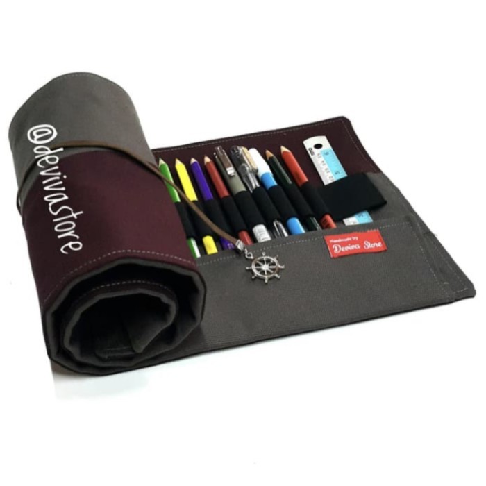 

[New]PROMO TEMPAT PENSIL GULUNG / ROLL PENCIL CASE / TEMPAT PENSIL LUCU UNIK - maroon