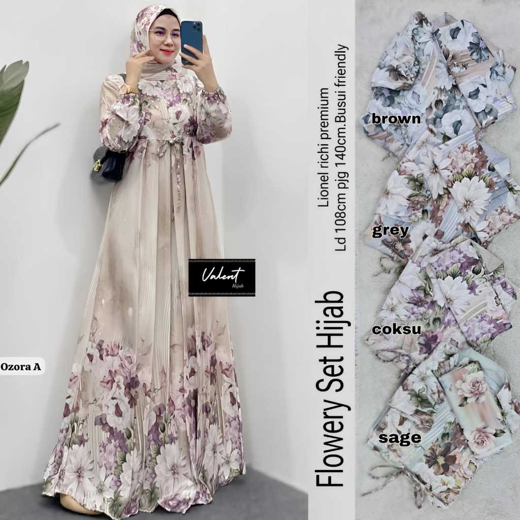 Fashion Wanita FLOWERY SET HIJAB  From VaLeNT