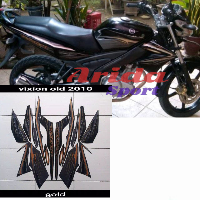 Striping Stiker sticker lis body yamaha vixion old lama 2010 2011 full hitam gold stiker motor vixio