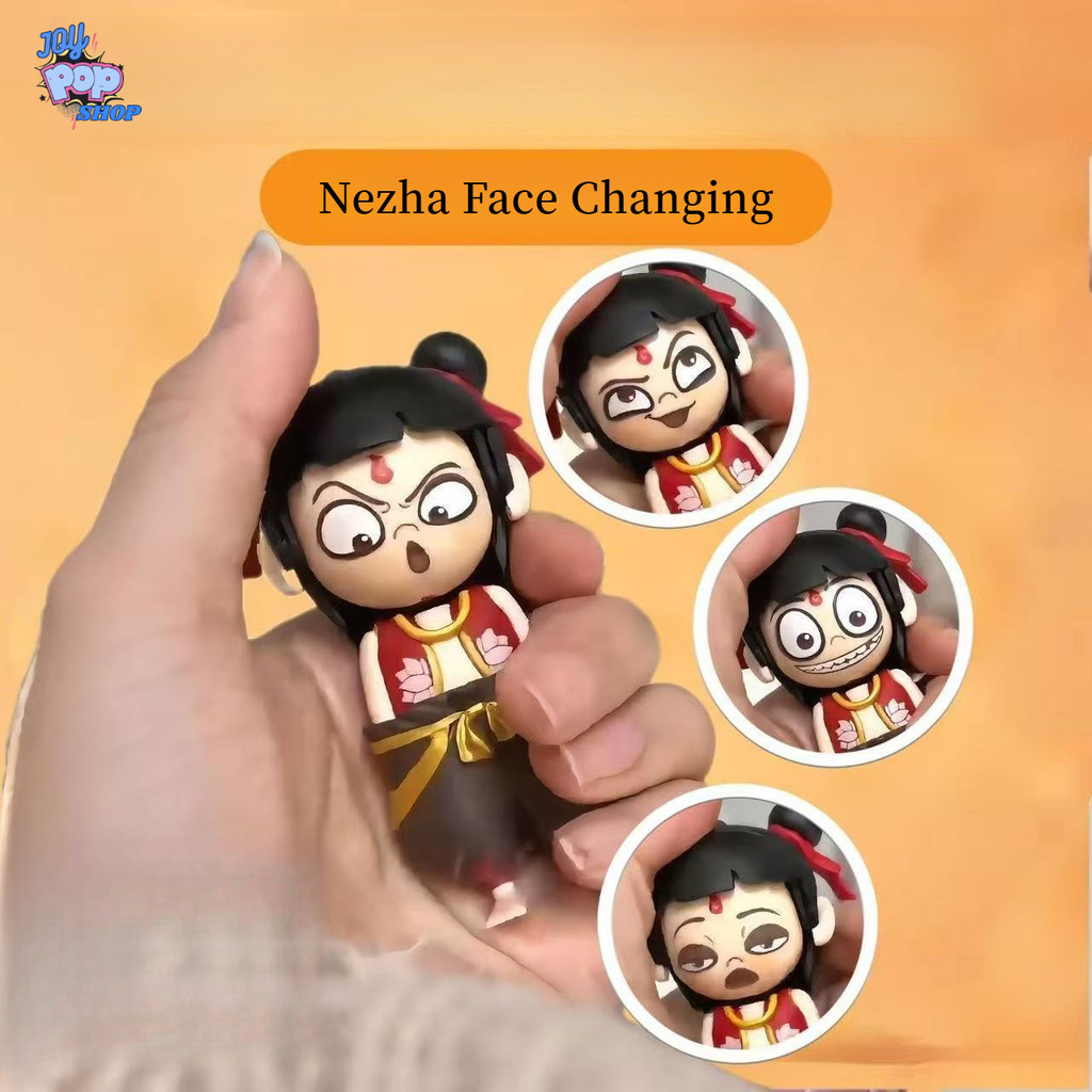 Nezha Face changing Gantungan kunci Mainan Nezha berubah muka Keychain gantungan tas lucu Nezha kart