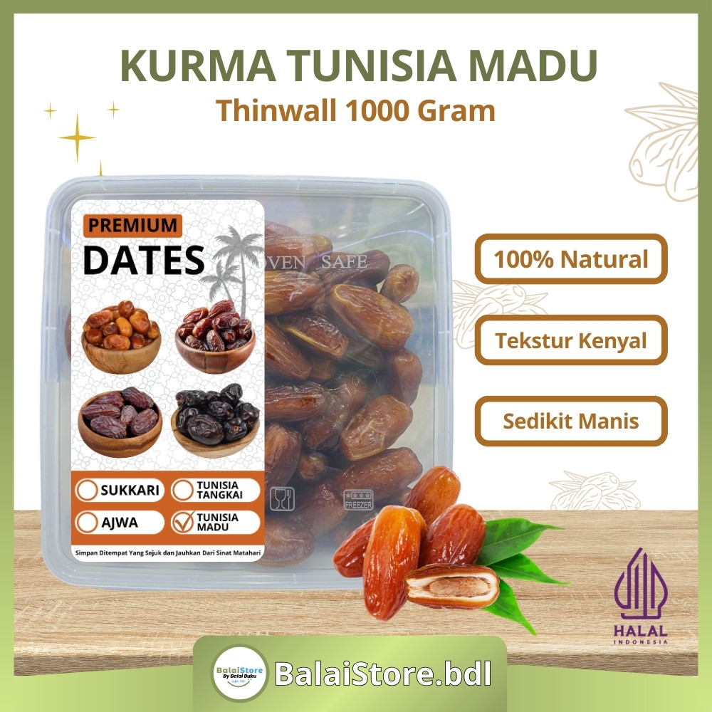 

Kurma Tunisia Thinwall 1 kg Oleh Oleh Haji Umrah Kurma Tunisia Madu Manis Lembut