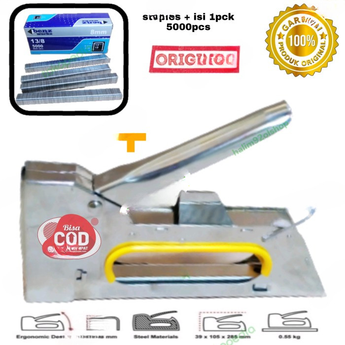 

Staples TEMBAK Gun Tembak Jok Kulit Mot + ISI Steples