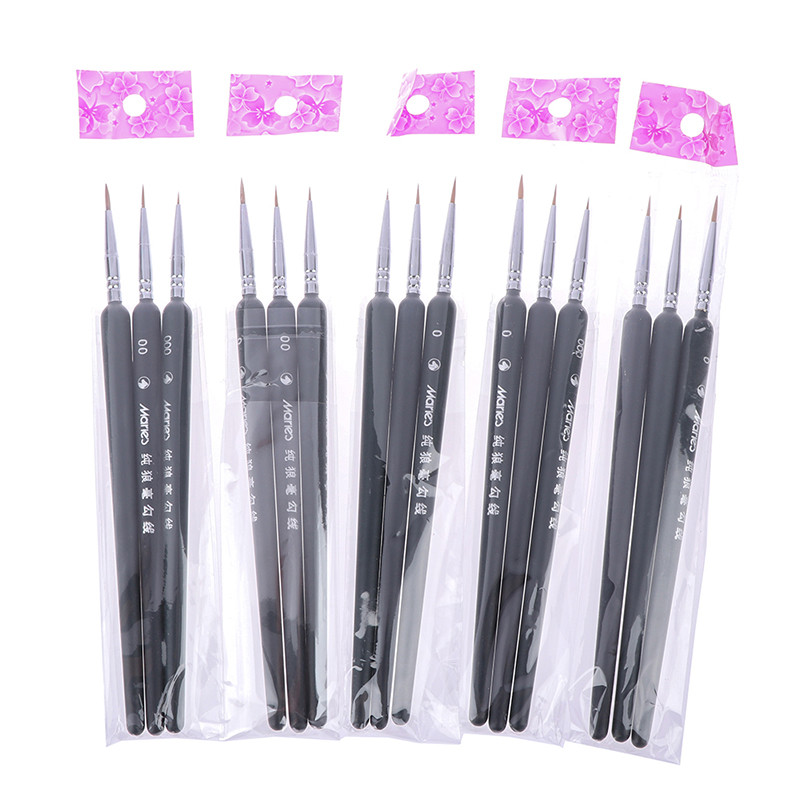 

3Pcs 0/ 00/ 000 Gouache Watercolour Sketch Lines Pens Miniature Paint Wolf Hair Brushes Professional Paint Smooth Brush For Art