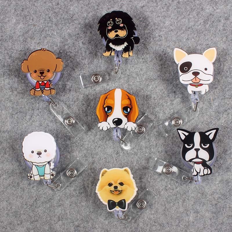 

Funny Style Cute Funny Dog Retractable Creative Badge Reel Students Nurse Exhibition Enfermera Name Card Chest PVC Card Holder