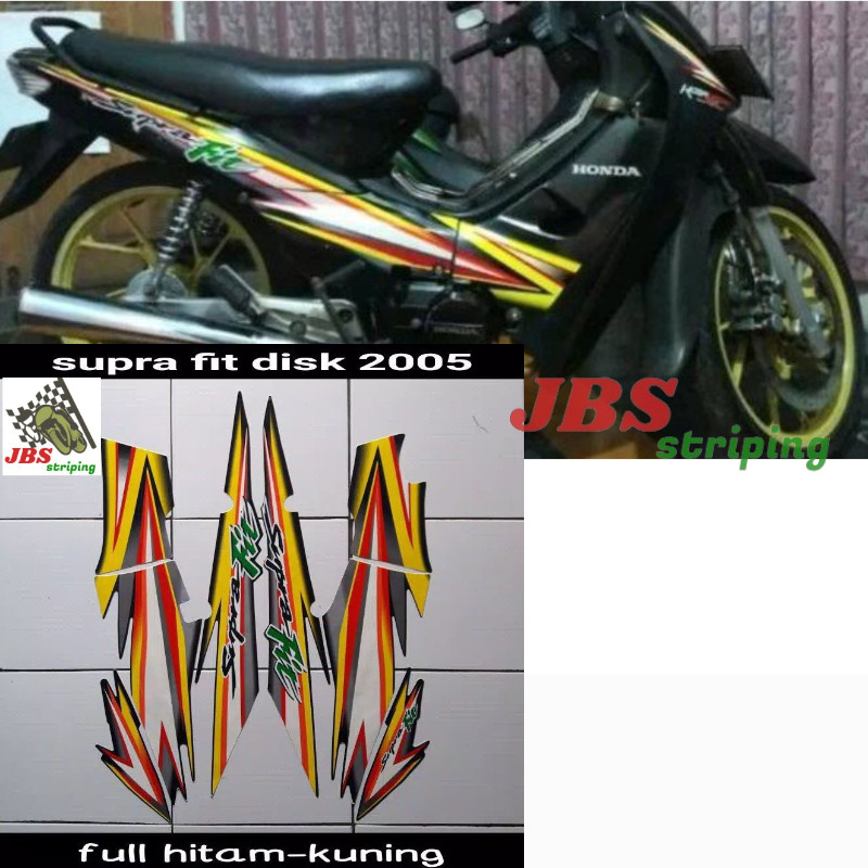 striping supra fit stiker honda supra fit disc 100 old lama 2005 hitam kuning