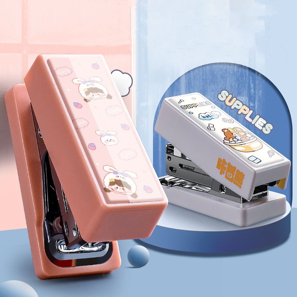 

New Plastic Cartoon Metal Stapler Set Metal Gift Mini Stapler School Office Supplies Stationery Binding Tools