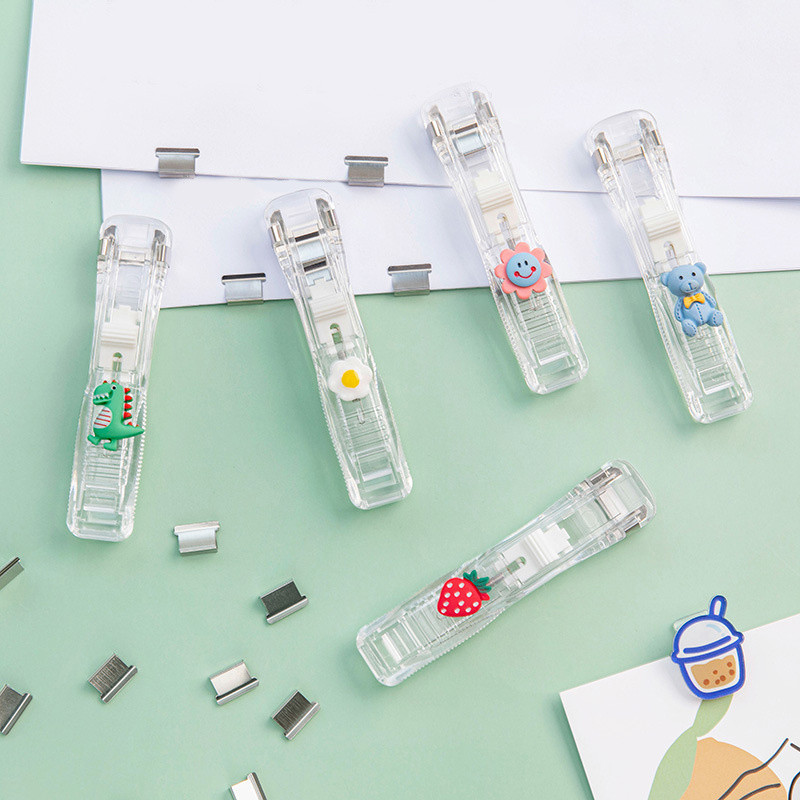 

Ins Transparent Push Clip Binder Binder Long Tail Clip Supplementary Clip Pin Less Clip Creative Stapler