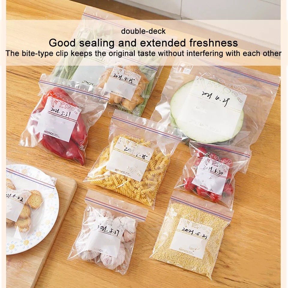 Kantong Plastik Ziplock Reusable Kulkas Penyimpan Makanan Sayuran Zipper Plastik Tempat Sayur Buah