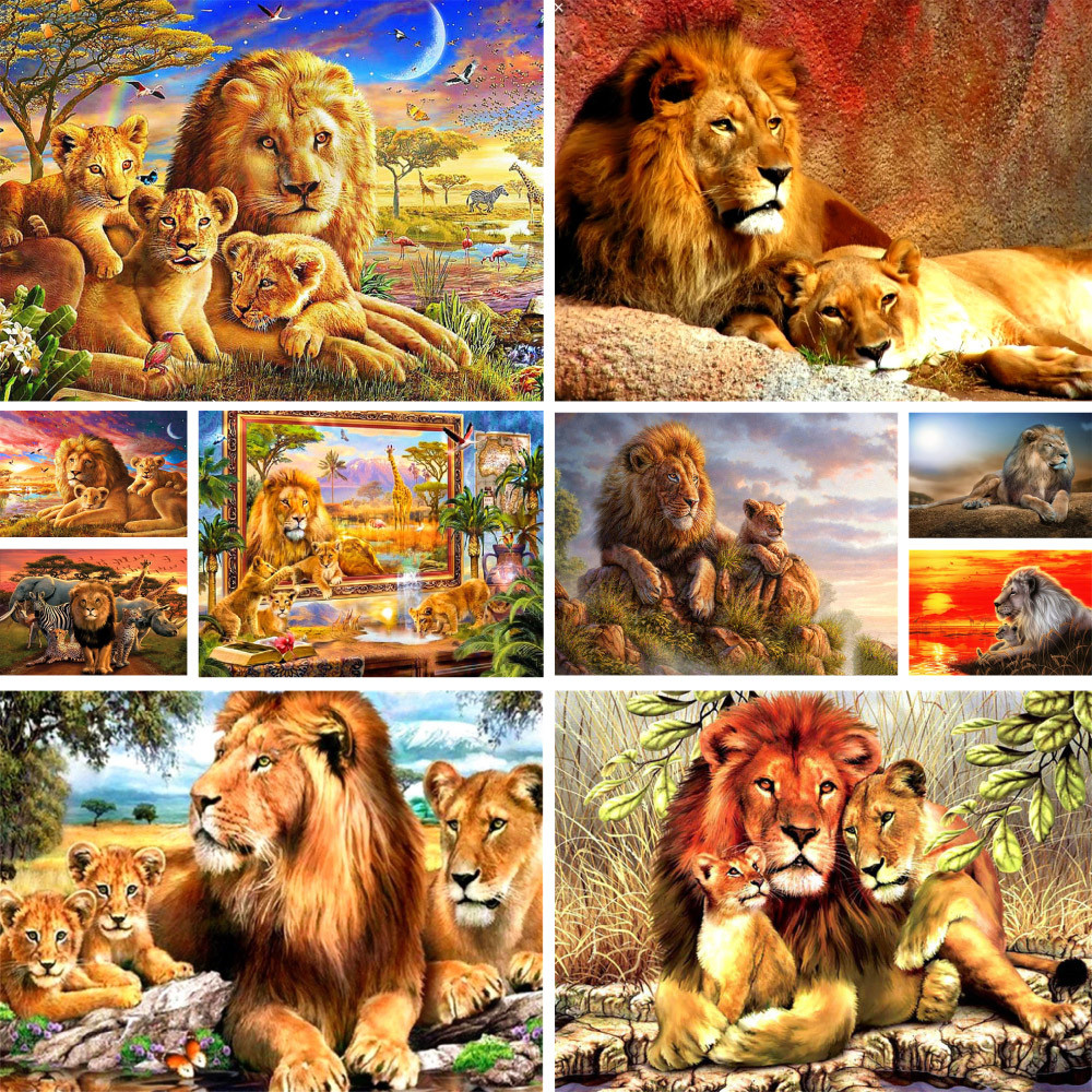

African Wild Animal Lion Coloring By Numbers Painting Package Acrylic Paints 50*70 Canvas Painting Home Decor Crafts For Adults